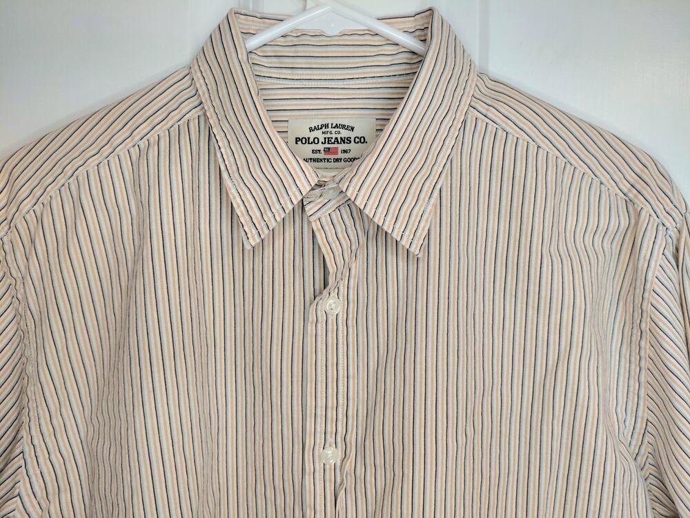 Vintage 90s Ralph Lauren Polo Jeans Co. Striped Button Down Shirt Men's Medium